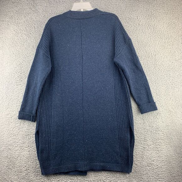 Alya Open Front Cardigan Sweater Women's Pockets Long Tunic Knit Size Small Blue - Picture 2 of 15